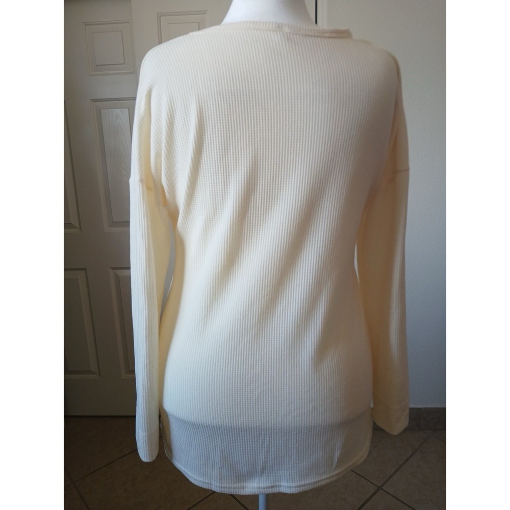 Womens Blouse Top Size XL Ivory Long Sleeve Henley Casual‎ Basic - Picture 7 of 9